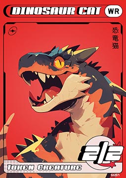 Dinosaur Cat Token (Red and White 2/2)