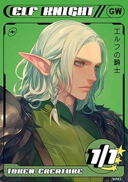 Elf Knight Token (Green and White 1/1)