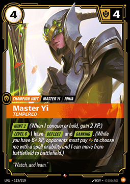 Master Yi, Tempered