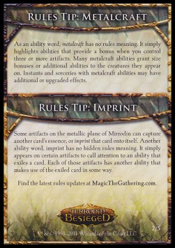 Rules Tip: Metalcraft & Imprint