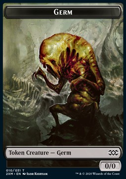 Germ Token (B 0/0) // Human Soldier Token (W 1/1)