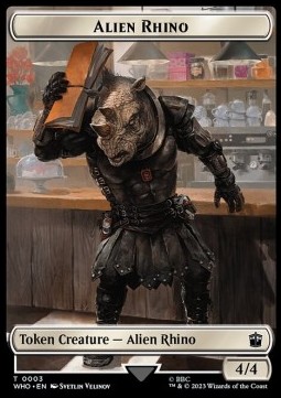 Alien Rhino Token (W 4/4) // Cyberman Token (A 2/2)