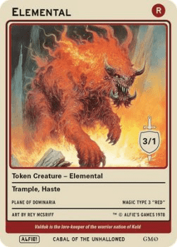 Elemental Token (Red 3/1 Trample, haste)