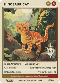 Dinosaur Cat Token (Red and White 2/2)