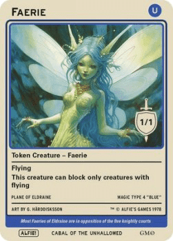 Faerie Token (Blue 1/1 Blocks only flying creatures)