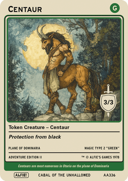 Centaur Token (Green 3/3 Protection from Black)