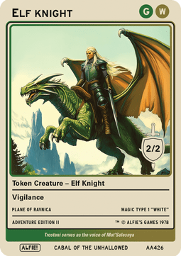 Elf Knight Token (Green and White 2/2)