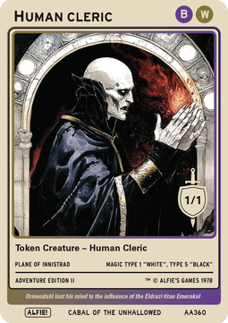 Human Cleric Token (White and Black 1/1)