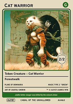 Cat Warrior Token (Green 2/2)
