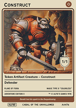 Construct Token (Artifact 1/1 Defender)