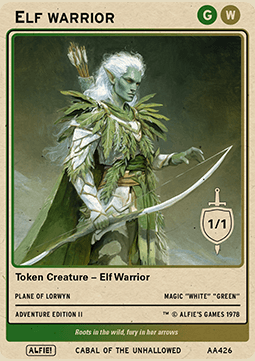 Elf Warrior Token (Green and White 1/1)