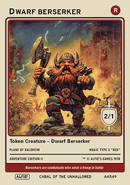 Dwarf Berserker Token (Red 2/1)