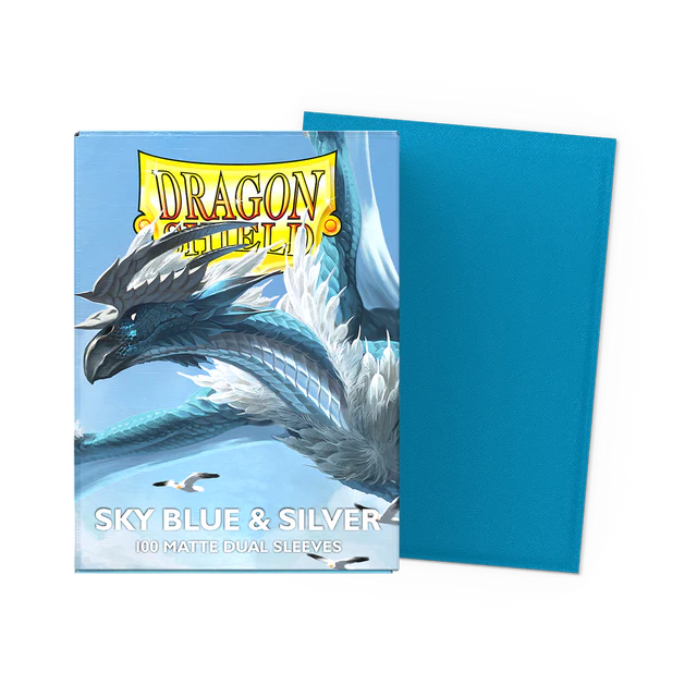 Dragon Shield Sleeves - Standard size - Matte Dual - Sky Blue & Silver (100 Sleeves)
