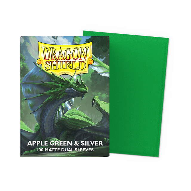 Dragon Shield Sleeves - Standard size - Matte Dual - Apple Green & Silver (100 Sleeves)
