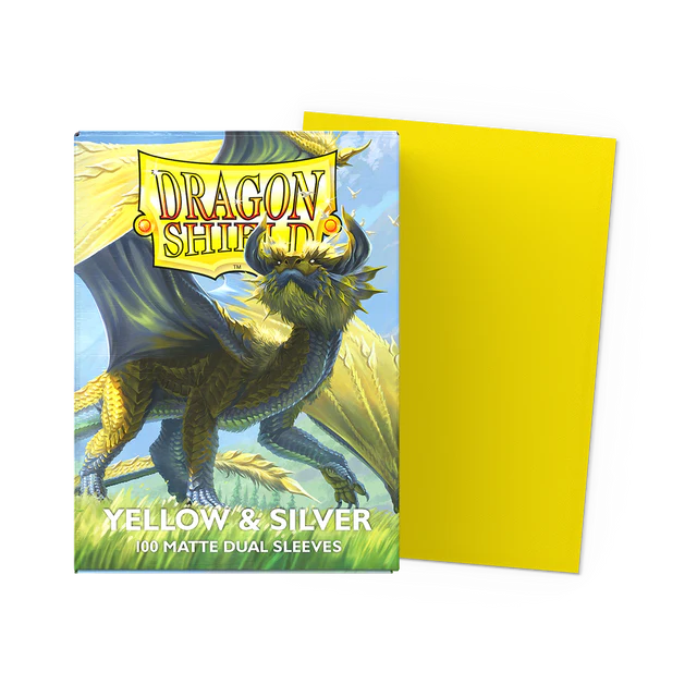 Dragon Shield Sleeves - Standard size - Matte Dual - Yellow & Silver (100 Sleeves) 