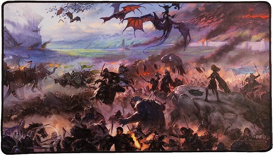 UP - THE LORD OF THE RINGS TALES OF MIDDLEEARTH BLACK STITCHED PLAYMAT FEAT BORDERLESS SCENE FOR MTG