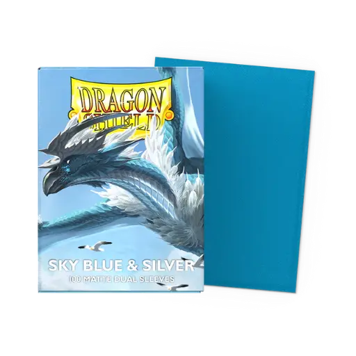 [135969] Dragon Shield Sleeves - Standard size - Matte Dual - Sky Blue & Silver (100 Sleeves)