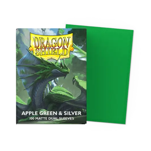 [135968] Dragon Shield Sleeves - Standard size - Matte Dual - Apple Green & Silver (100 Sleeves)