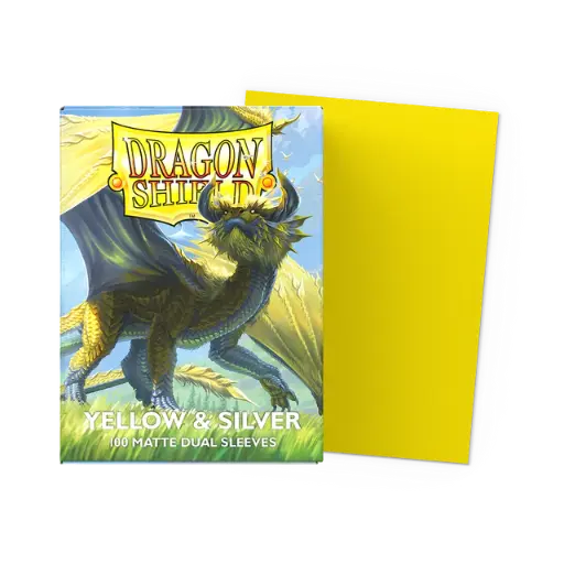 [135966] Dragon Shield Sleeves - Standard size - Matte Dual - Yellow & Silver (100 Sleeves) 