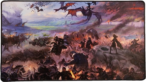 [90581] UP - THE LORD OF THE RINGS TALES OF MIDDLEEARTH BLACK STITCHED PLAYMAT FEAT BORDERLESS SCENE FOR MTG